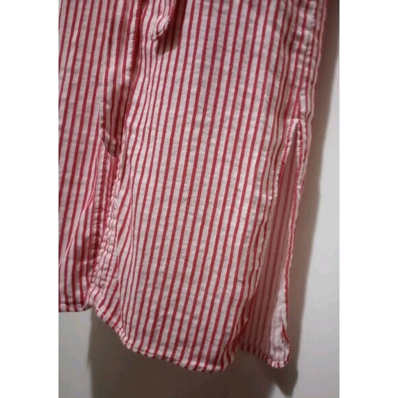 Zara Woman Striped Midi Shirt Dress XS Button Front Red & White Belted Pockets - Picture 4 of 12
